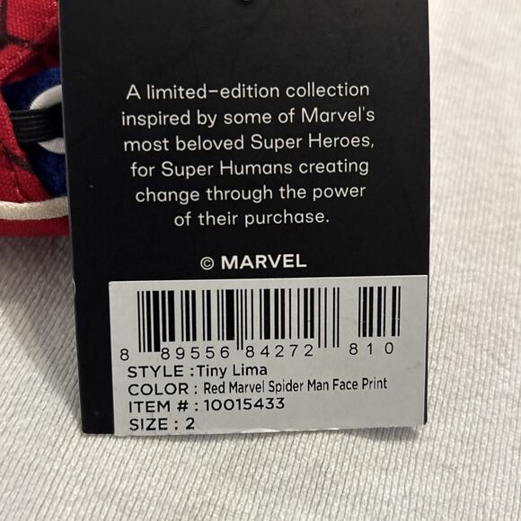 Toms x Marvel Spider-Man Tiny Lima Toddler Infant Baby Shoes Size 2 Red New - Picture 4 of 4